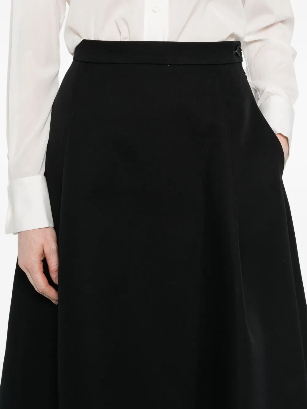 Barena Plooirok met knoop-detail Zwart