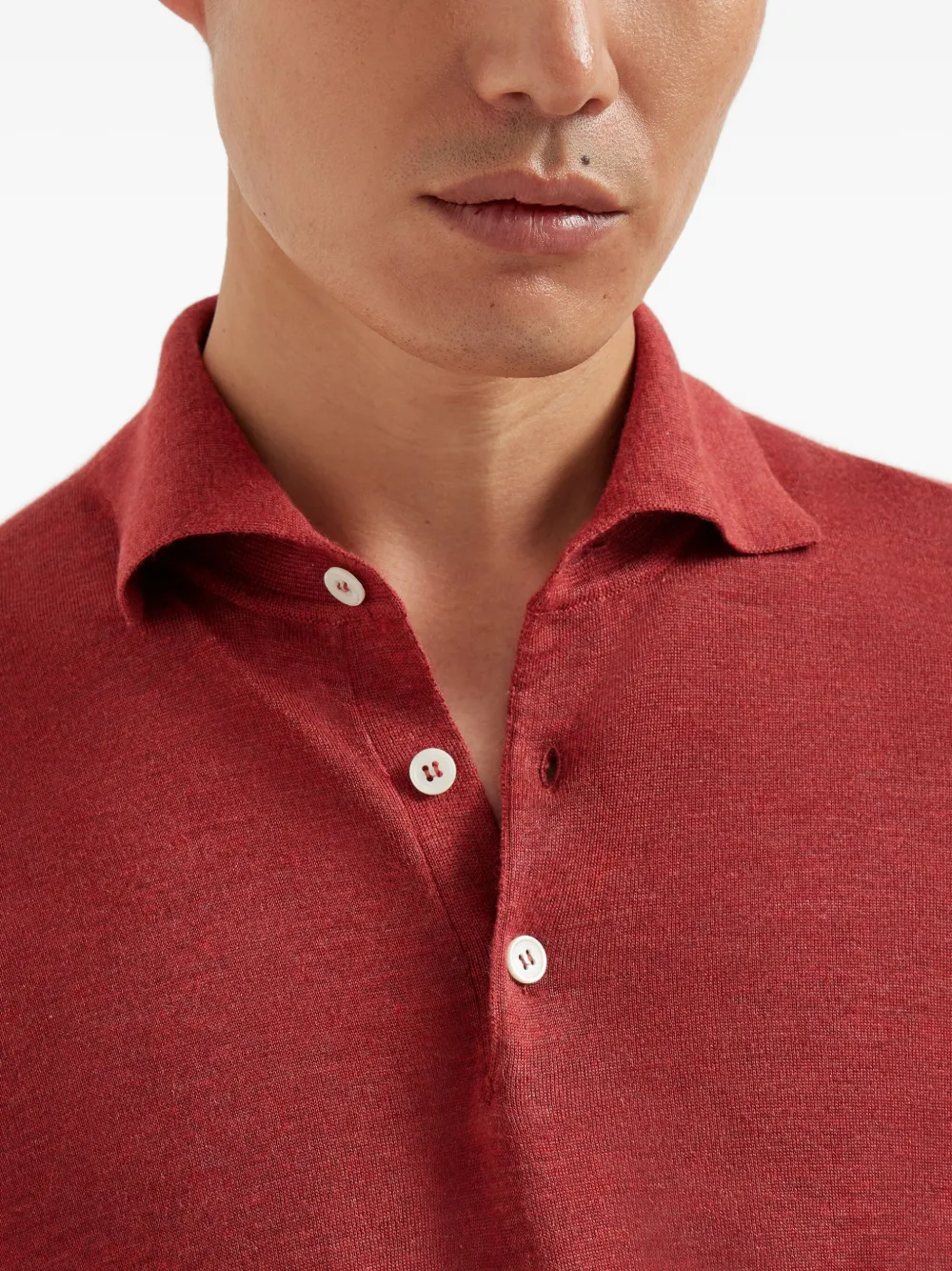 Brunello Cucinelli Poloshirt met lange mouwen Rood
