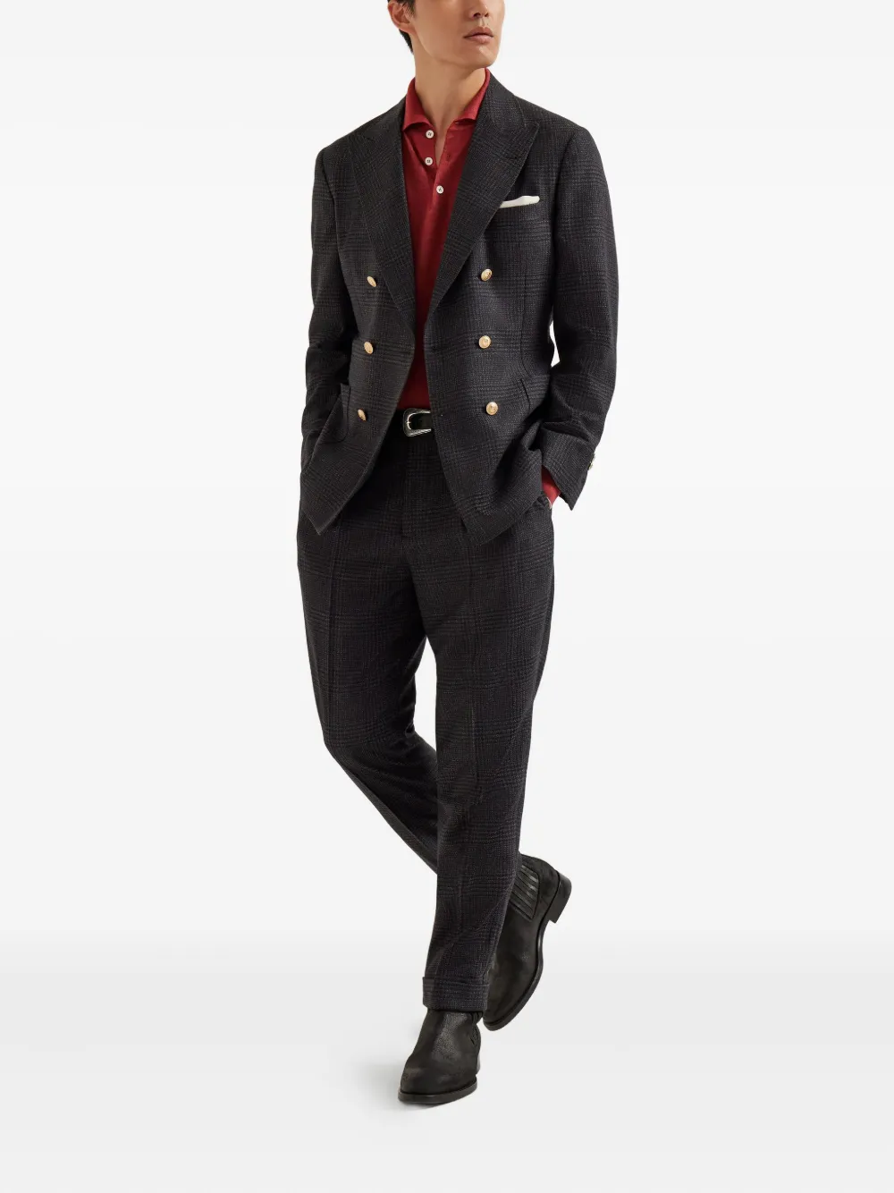Brunello Cucinelli long-sleeve polo shirt - Rood