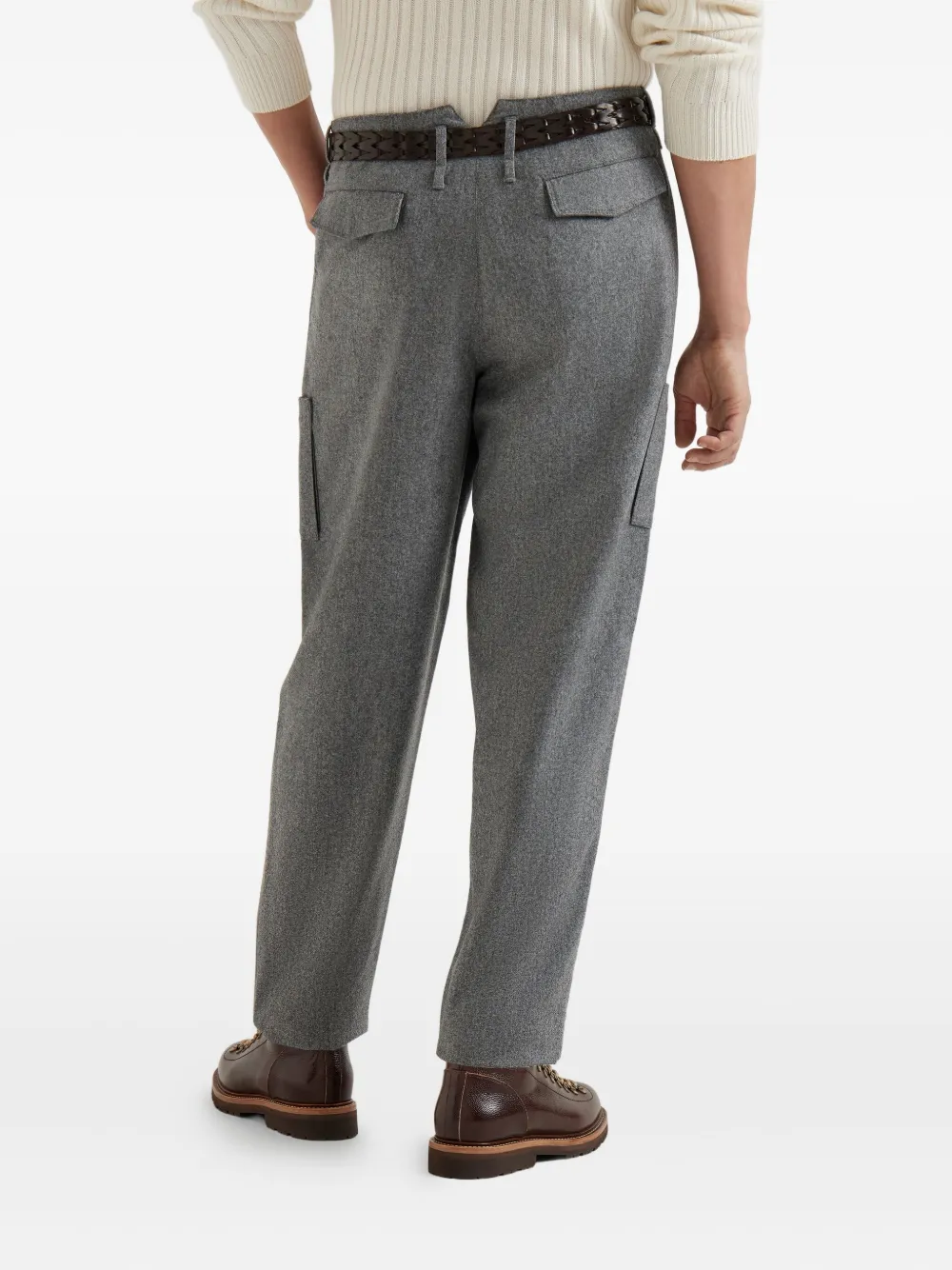Brunello Cucinelli Pleated Patch-pocket Trousers In Gray