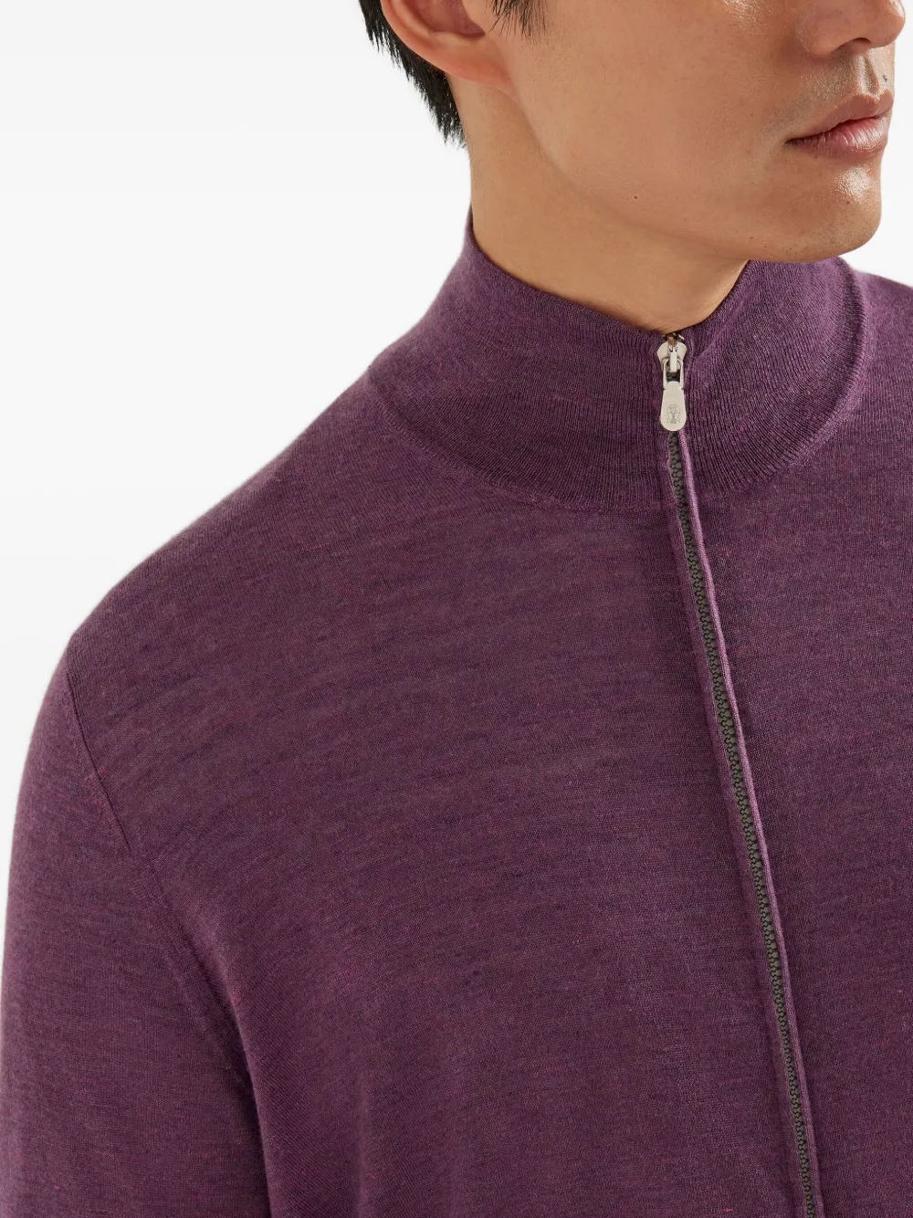 Brunello Cucinelli Lightweight Knit Cardigan In Purple