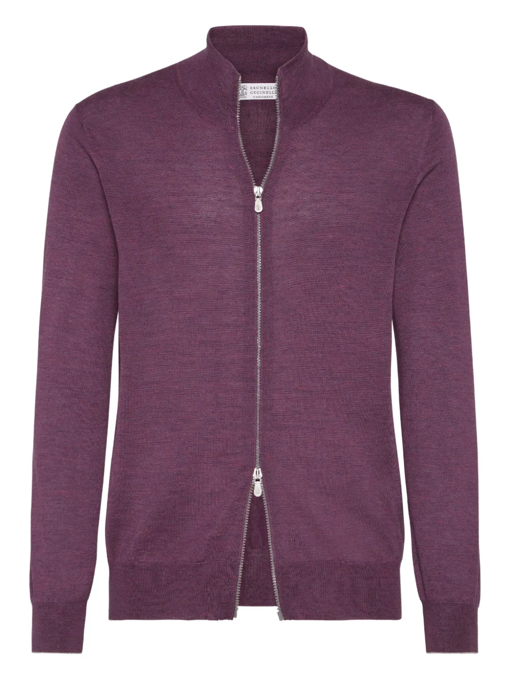 Brunello Cucinelli zip-up fine-knit cardigan - パープル Brunello Cucinelli zip-up fine-knit cardigan - パープル