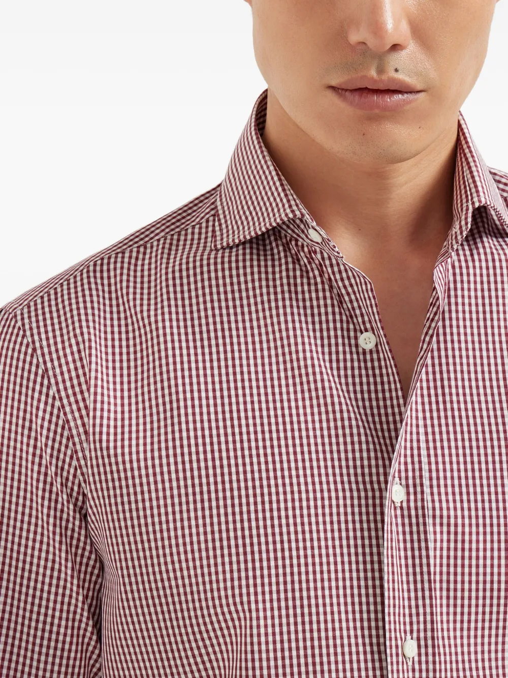 Brunello Cucinelli Man Shirt Burgundy Size M Cotton In Animal Print