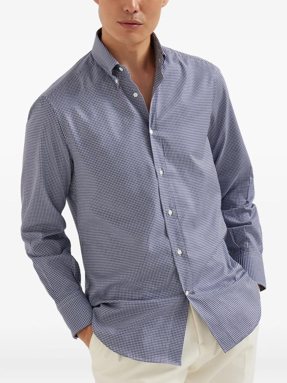 Brunello Cucinelli Overhemd met gingham ruit - Blauw