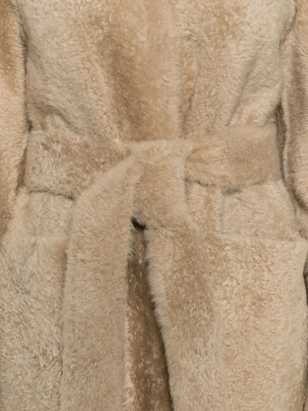 Furling By Giani Belted Single-breasted Sheepskin Coat In Neutral