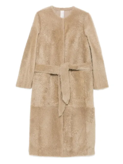 FURLING BY GIANI belted single-breasted sheepskin coat