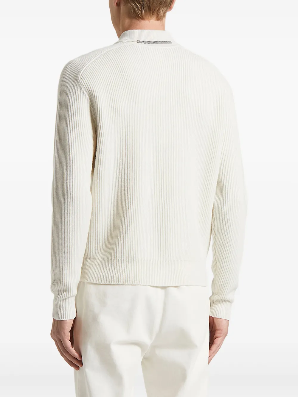 Peserico Geribbeld vest met polokraag Wit