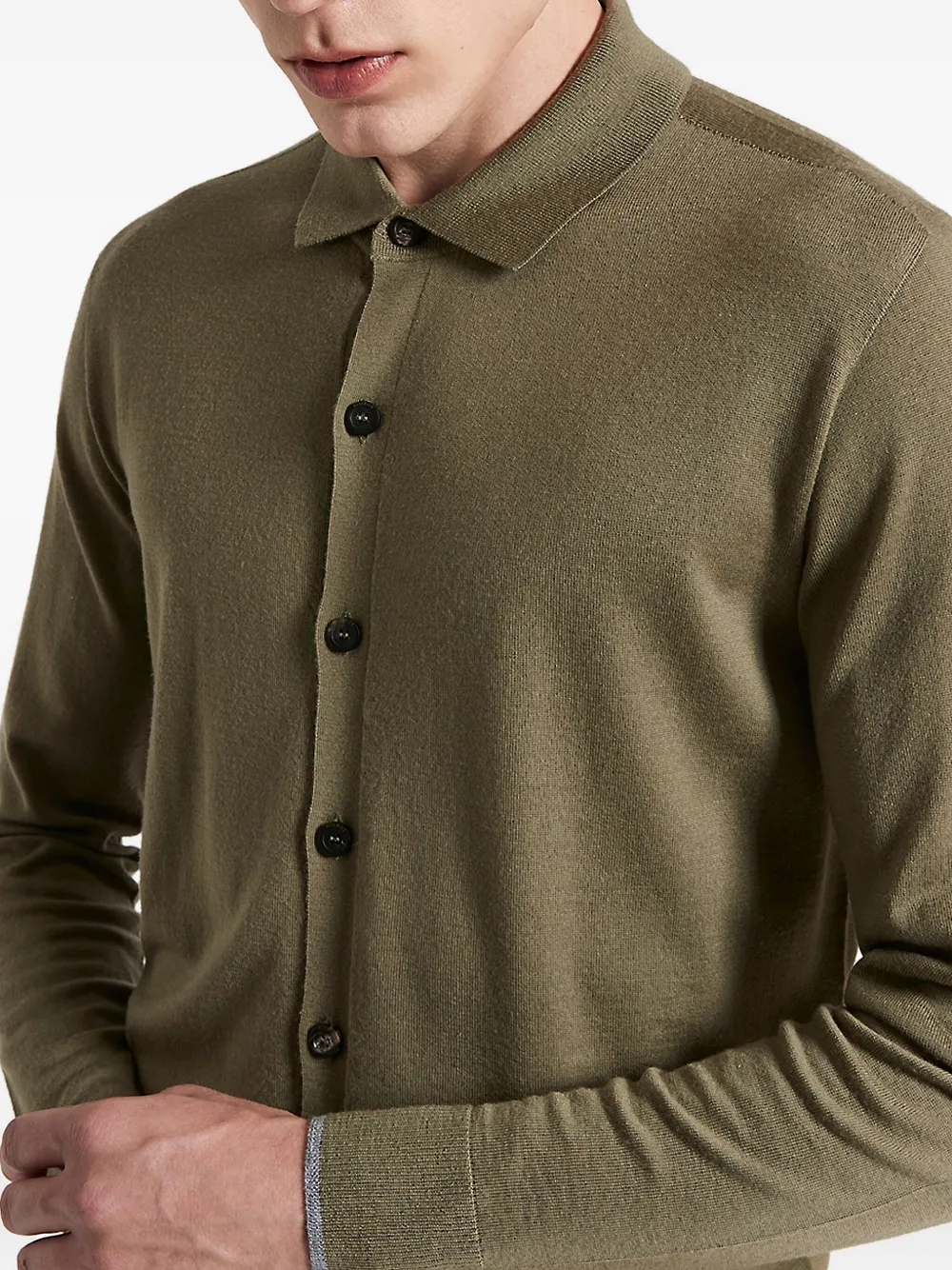 Peserico Trui met knopen en polokraag Groen