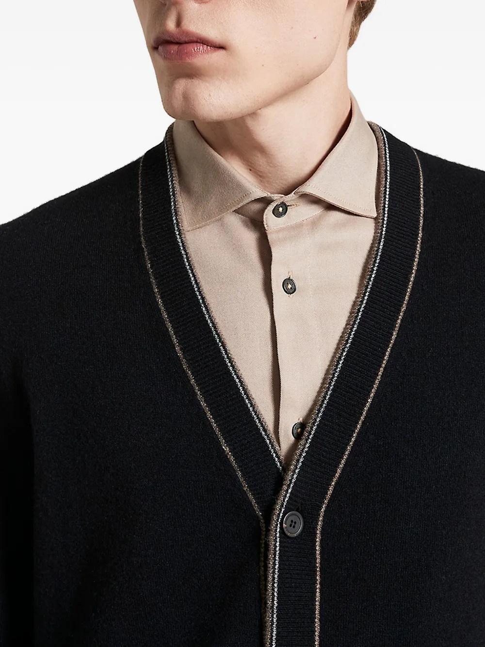 Peserico Vest met V-hals van wol-kasjmier Zwart