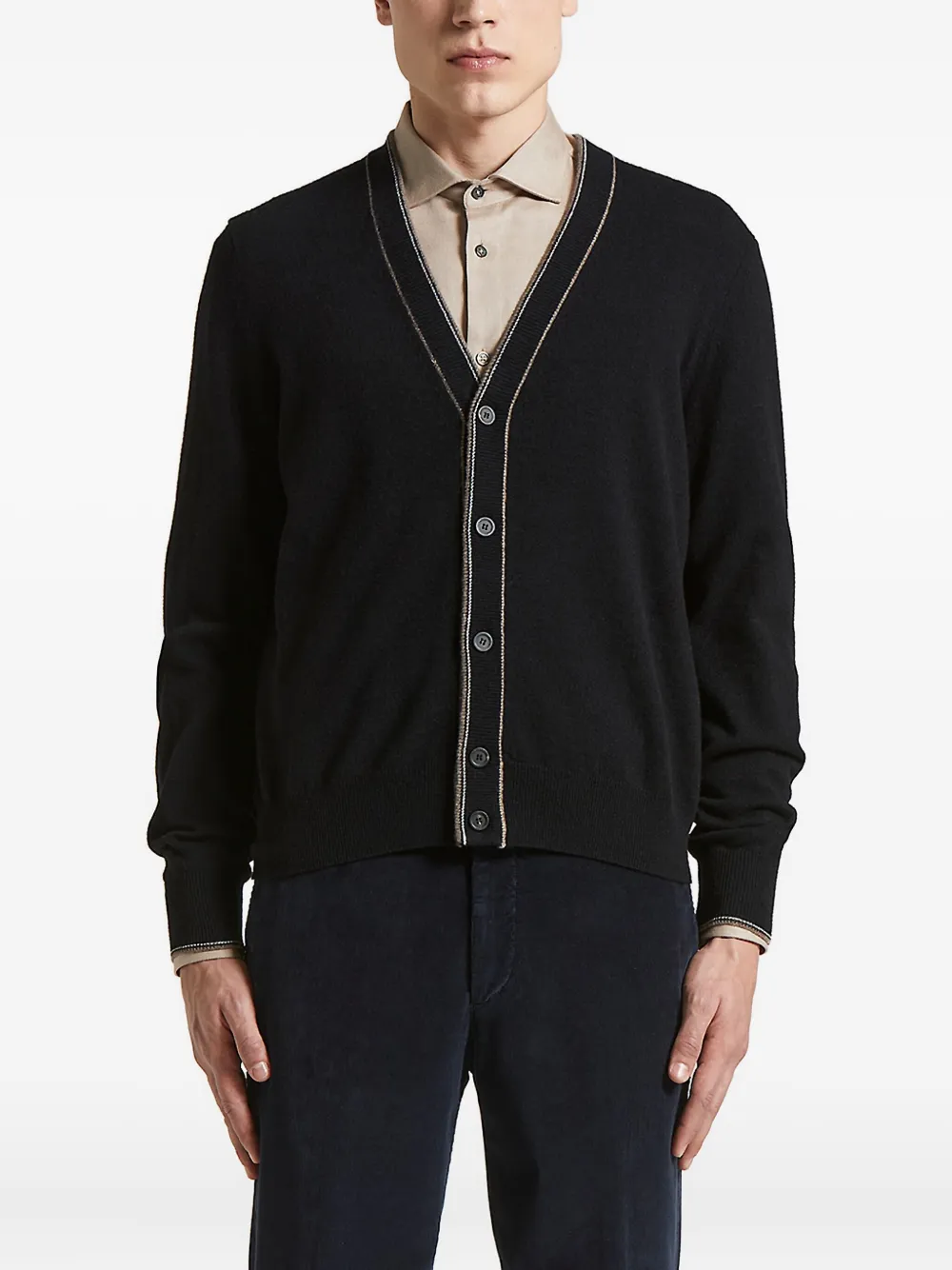Peserico V-neck wool-cashmere cardigan | Black | Image 1