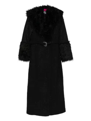 Valentino Garavani Faux fur-trimmed double-breasted Coat | Black Valentino Garavani Faux fur-trimmed double-breasted Coat | Black