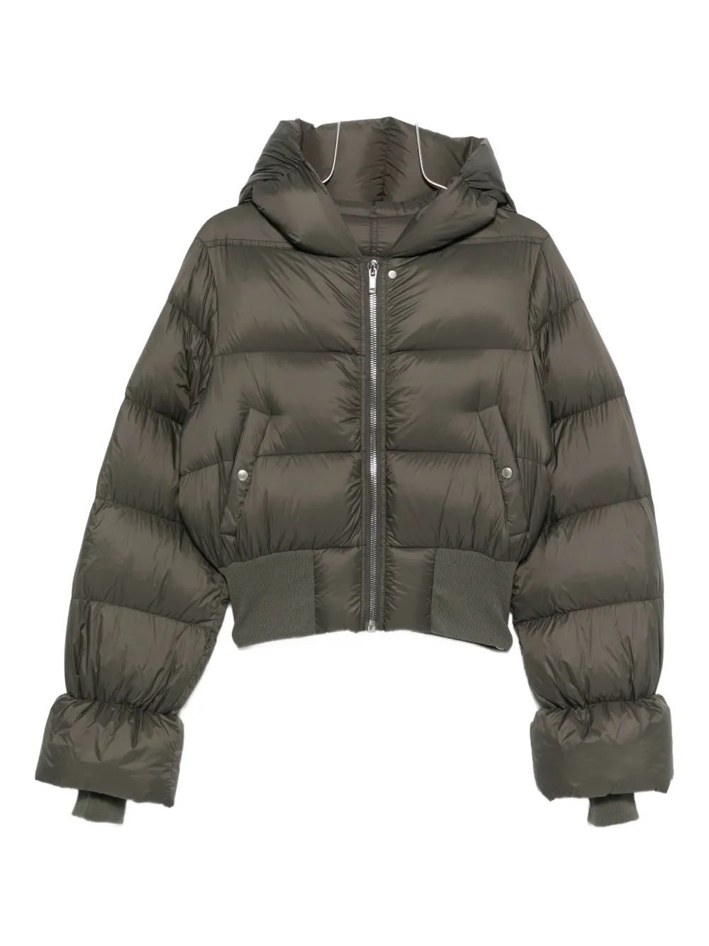 Rick Owens Hooded Puffer Jacket In Green