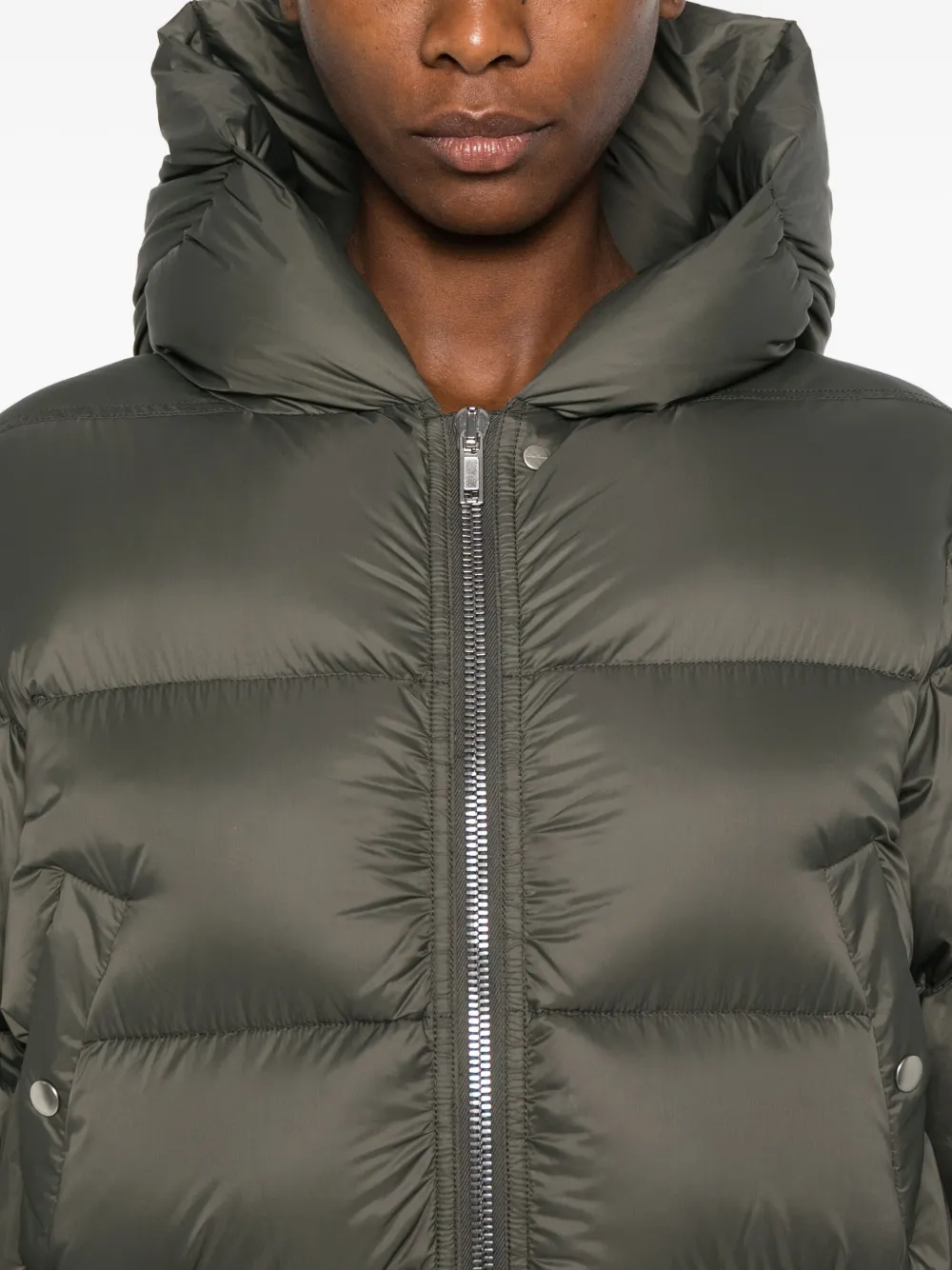 Rick Owens Hooded Puffer Jacket In Green