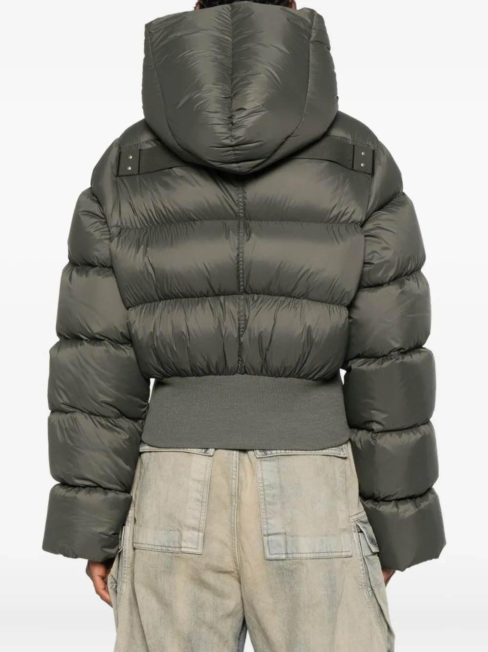 Rick Owens Hooded Puffer Jacket In Green