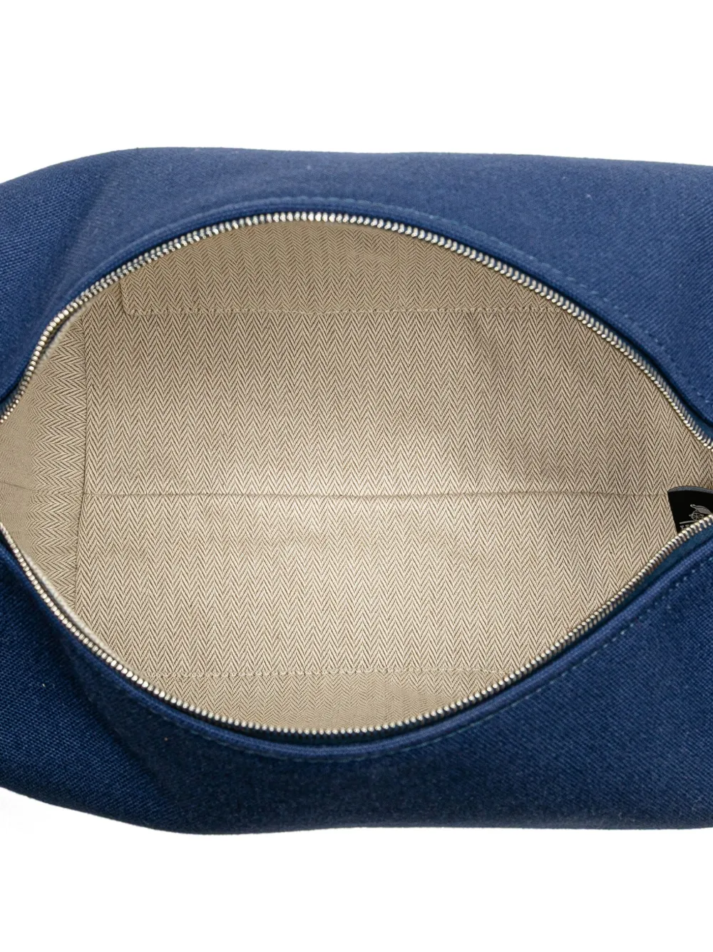 Pre-owned Hermes 2020-2025 Large Canvas Bride A Brac Vanity Bag In Blue