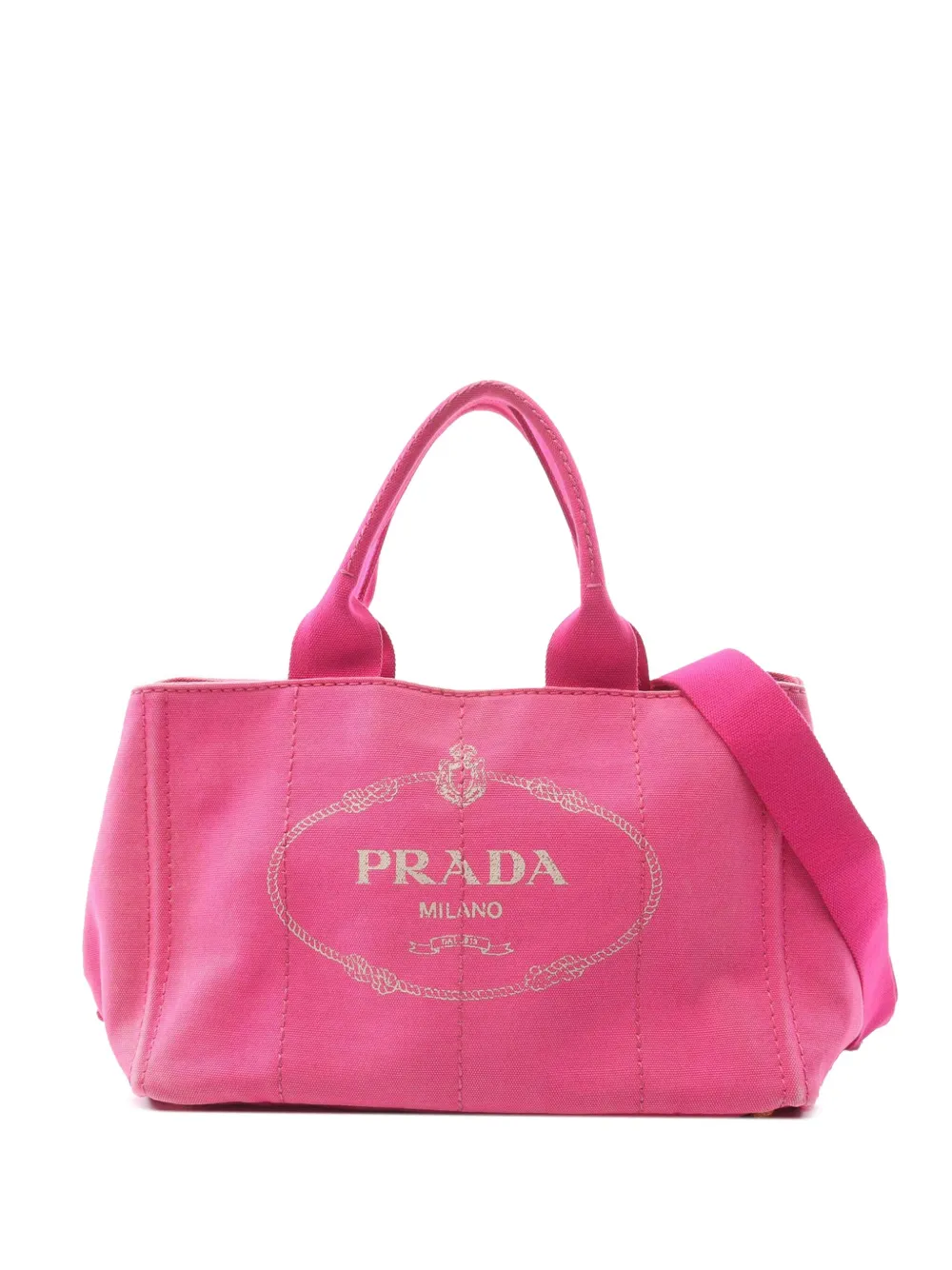 Pre-owned Prada 2010-2025 Canvas Canapa Logo Satchel In Pink