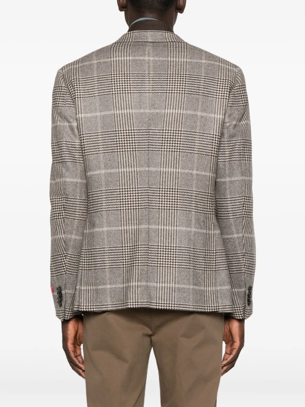 Isaia Checked Two-button Blazer In Gray