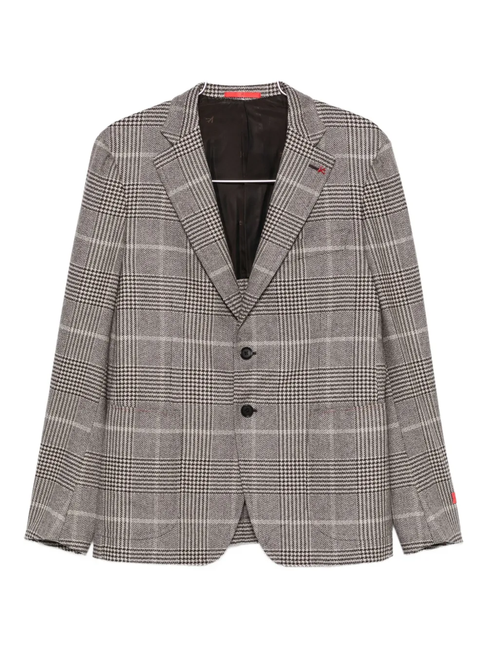 Isaia Checked Two-button Blazer In Gray