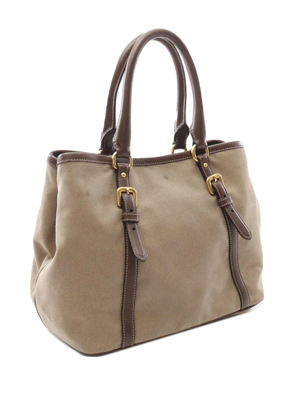 Pre-owned Prada 2000-2025 Canvas Canapa Logo Bow Satchel In Brown