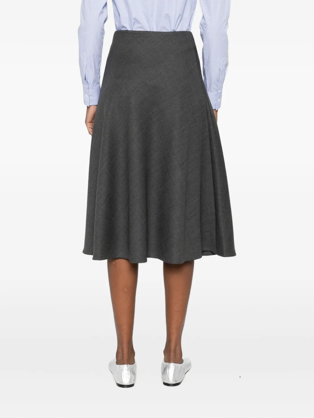 Tagliatore A-line Wool Midi Skirt In Gray