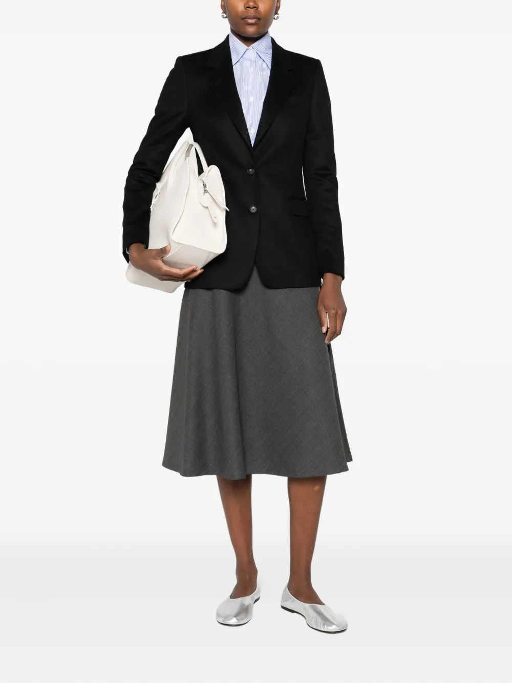 Tagliatore A-line Wool Midi Skirt In Gray