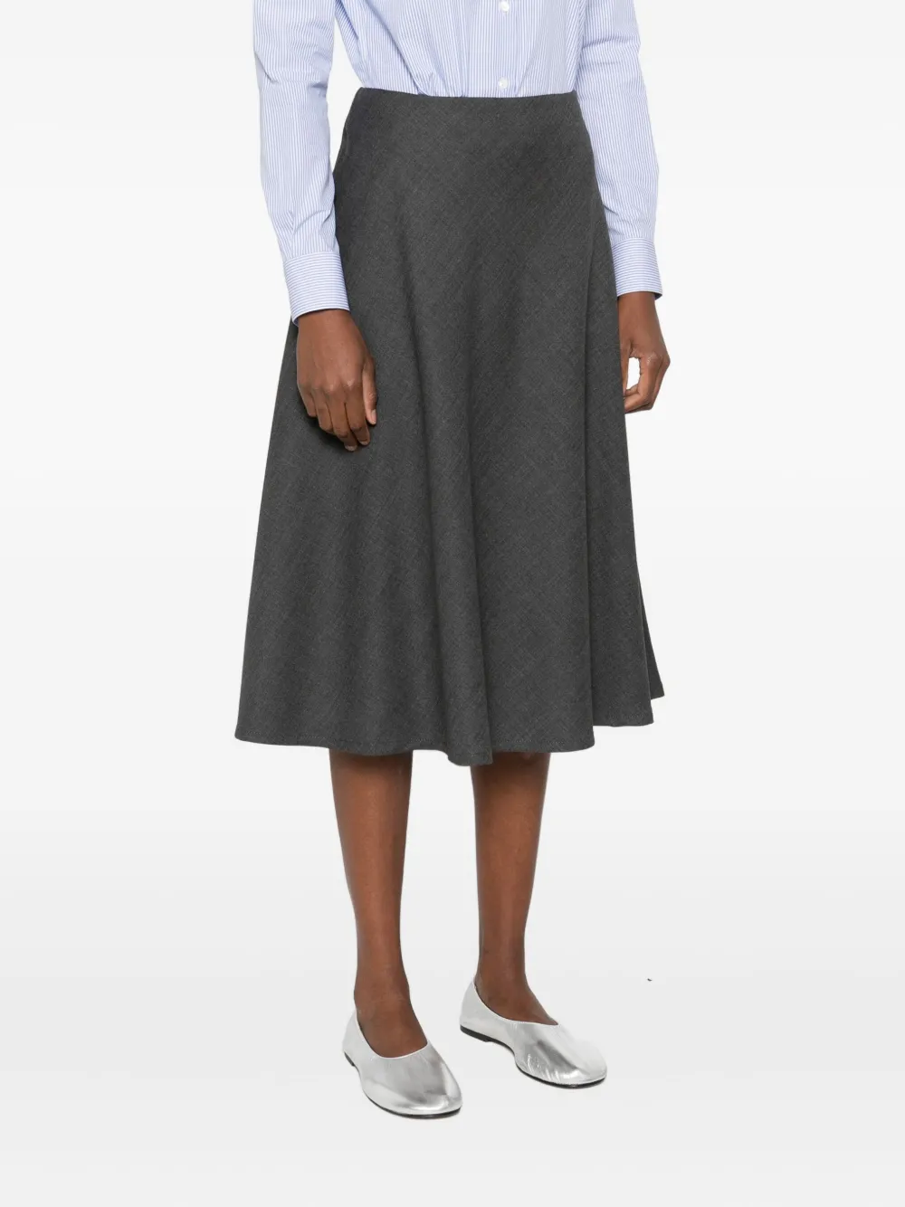 Tagliatore A-line Wool Midi Skirt In Gray