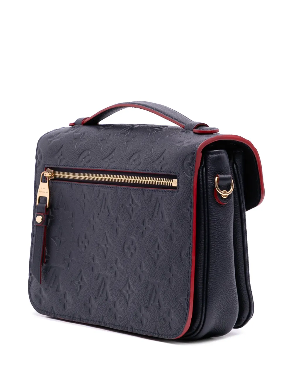 Pre-owned Louis Vuitton 2018 Monogram Empreinte Pochette Metis Satchel In Blue