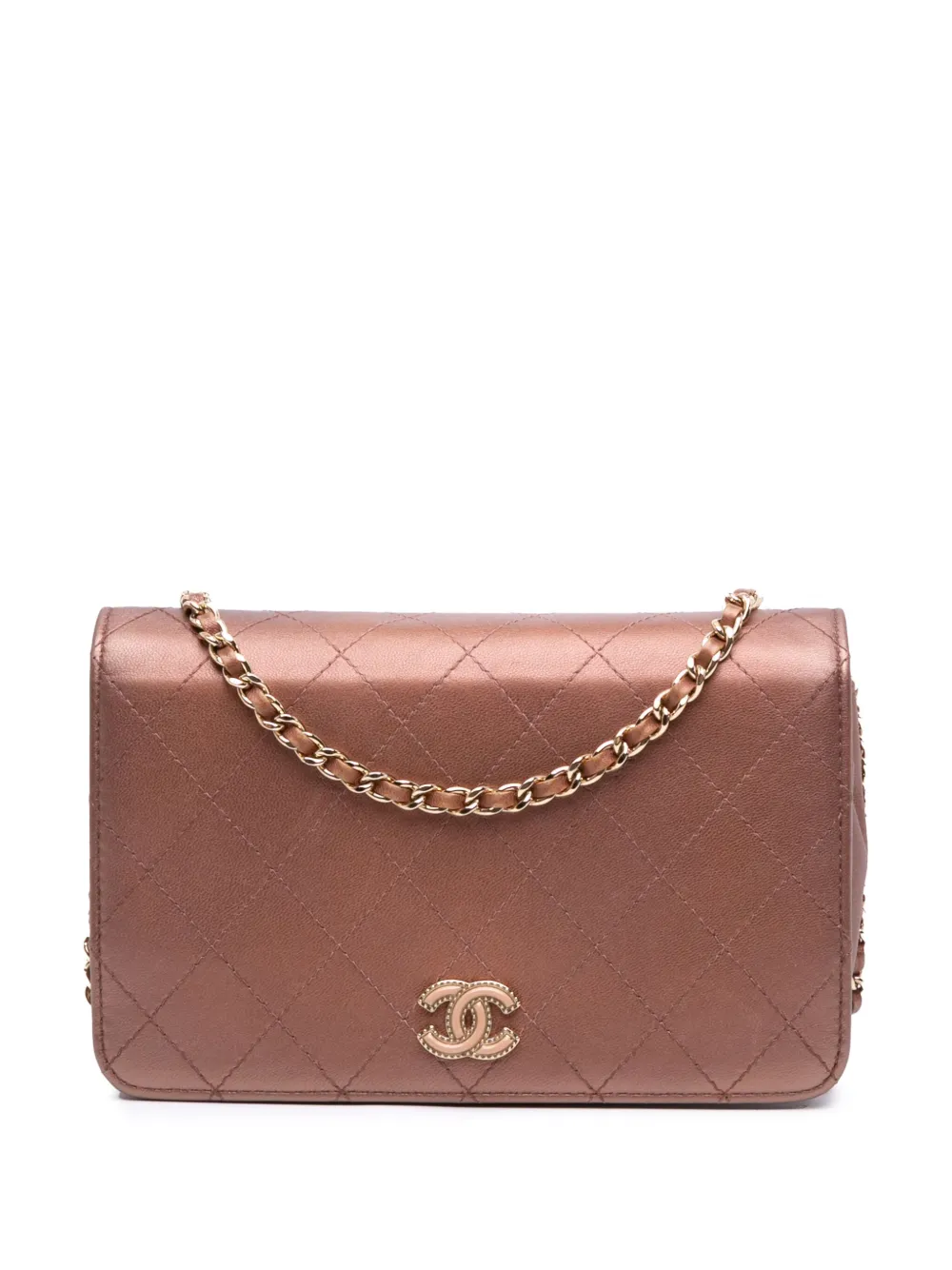 CHANEL Pre-Owned 2017-2018 Quilted Metallic Lambskin Enamel CC Wallet CHANEL Pre-Owned 2017-2018 Quilted Metallic Lambskin Enamel CC Wallet