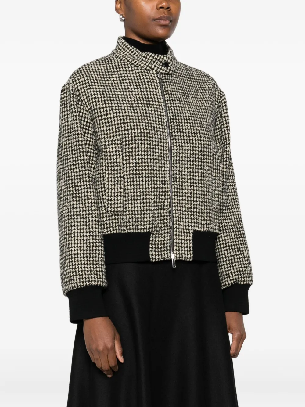 Barena Venezia Houndstooth Zip-front Jacket In Neutral