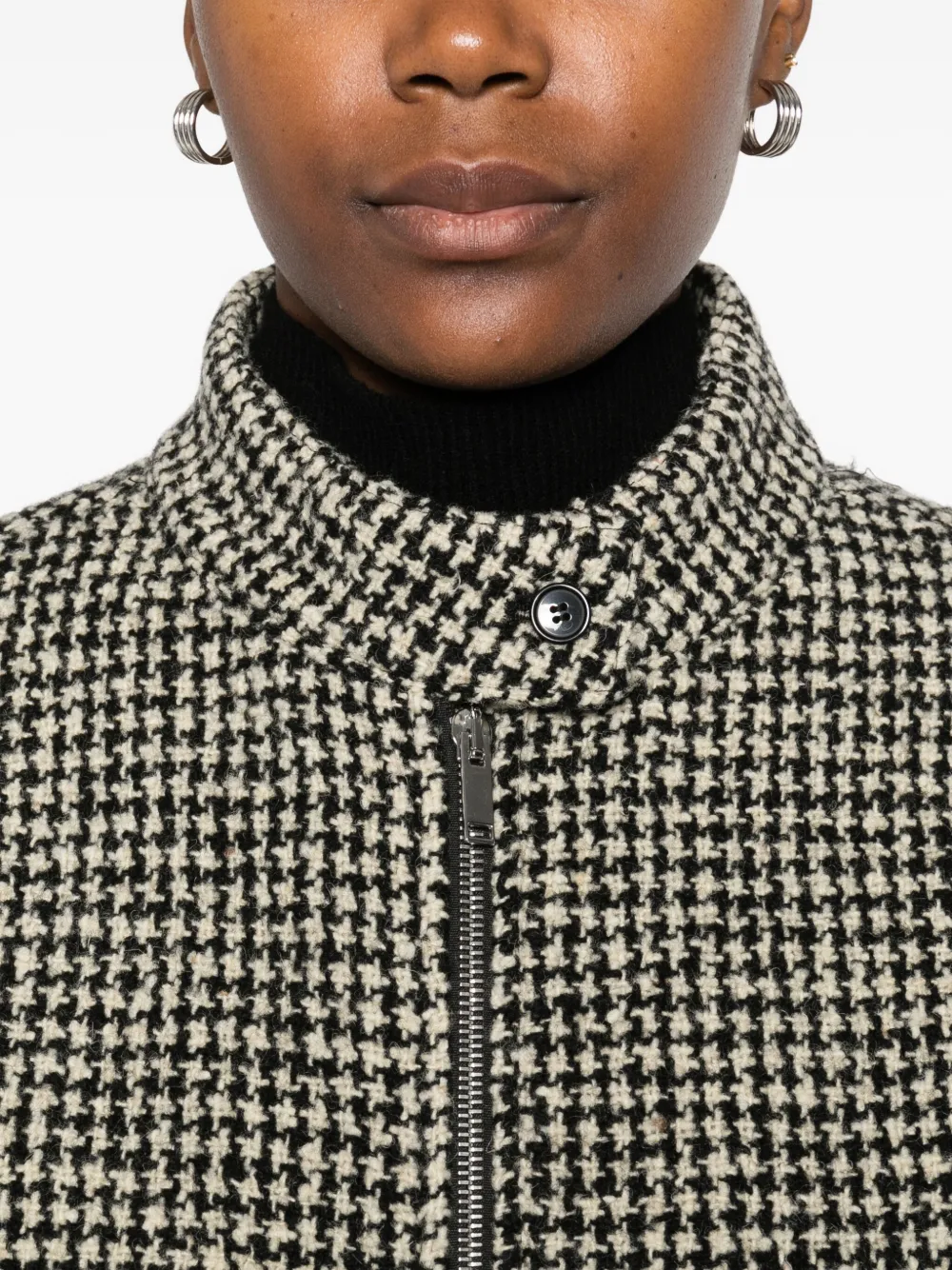 Barena Jack met pied-de-poule print en rits Wit