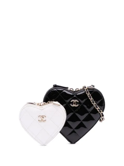 CHANEL Pre-Owned 2021-2025 Quilted Patent Calfskin CC Heart Clutch With Chain crossbody bag