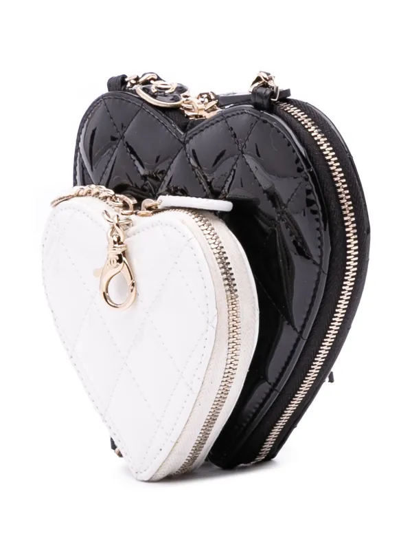 CHANEL Pre-Owned 2021-2025 Quilted Patent Calfskin CC Heart Clutch With  Chain Crossbody Bag Black FARFETCH IN