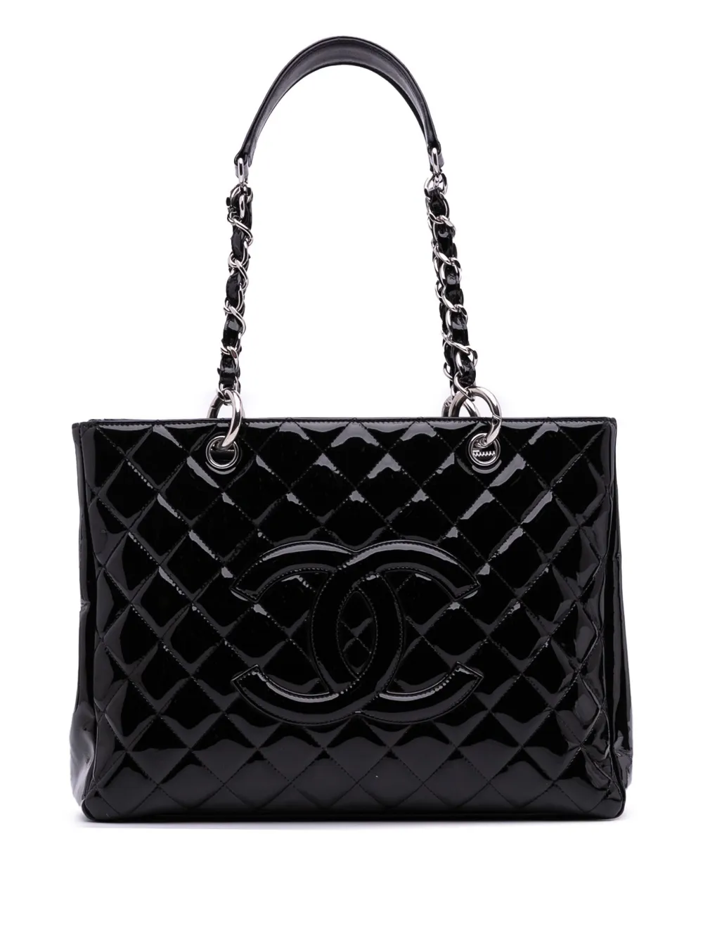 CHANEL Pre-Owned 2009-2010 Patent Grand Shopping tote bag - ブラック CHANEL Pre-Owned 2009-2010 Patent Grand Shopping tote bag - ブラック