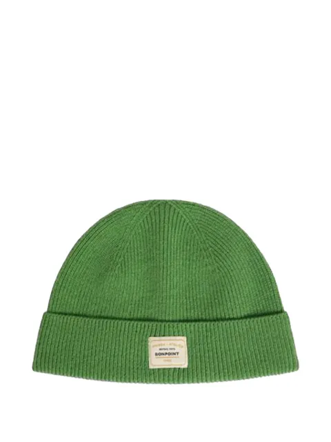 Bonpoint ribbed logo-patch beanie