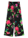 NISSA floral-print elastic-waist trousers - Black
