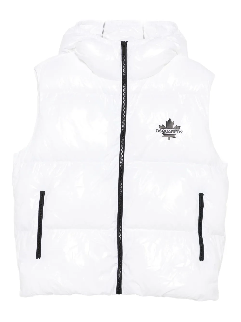 DSQUARED2 KIDS hooded puffer vest - Bianco