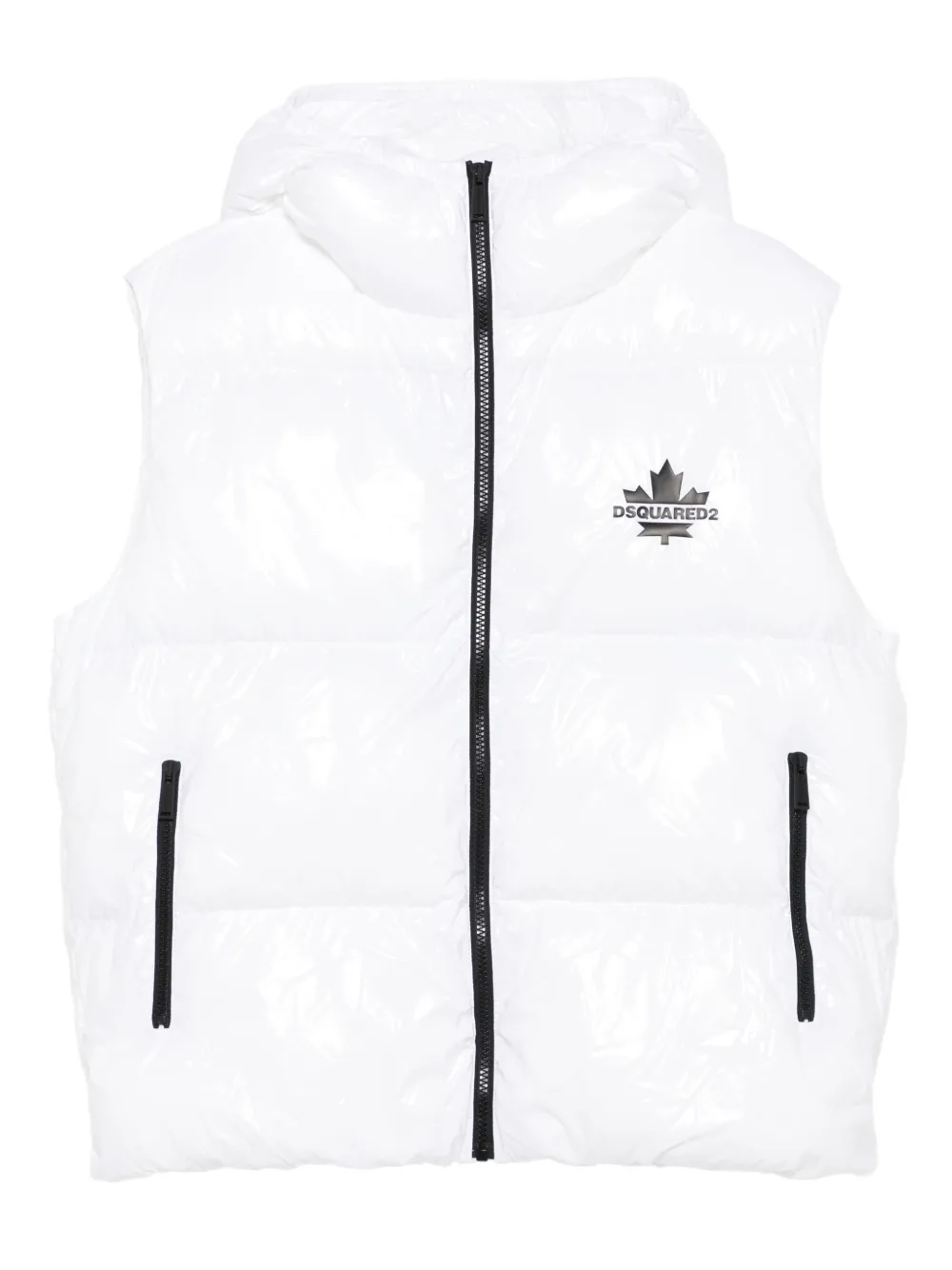 DSQUARED2 KIDS hooded puffer vest - Bianco