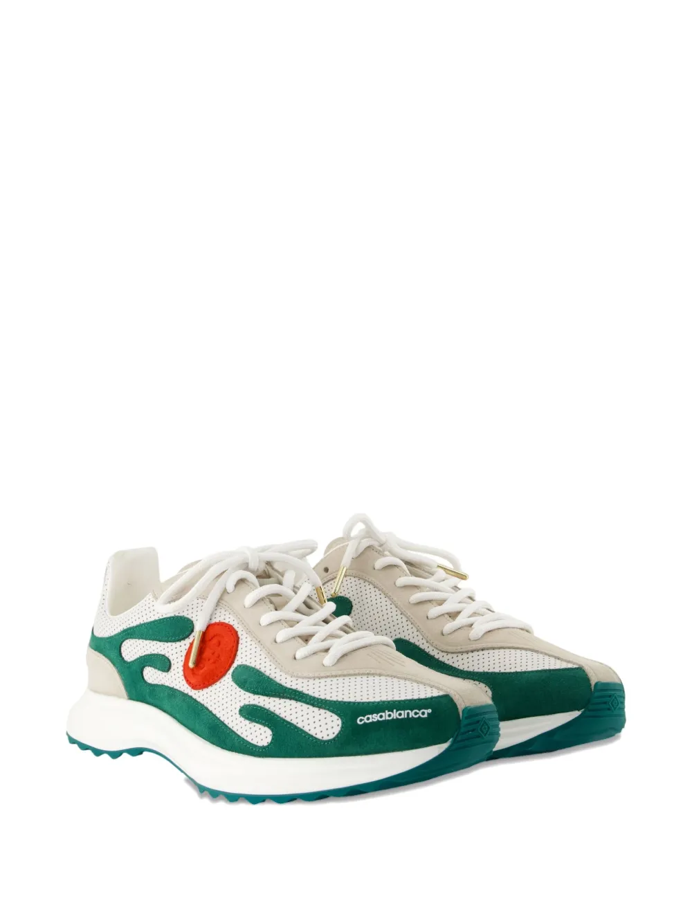 Casablanca Stade Flame-pattern Perforated Sneakers In White