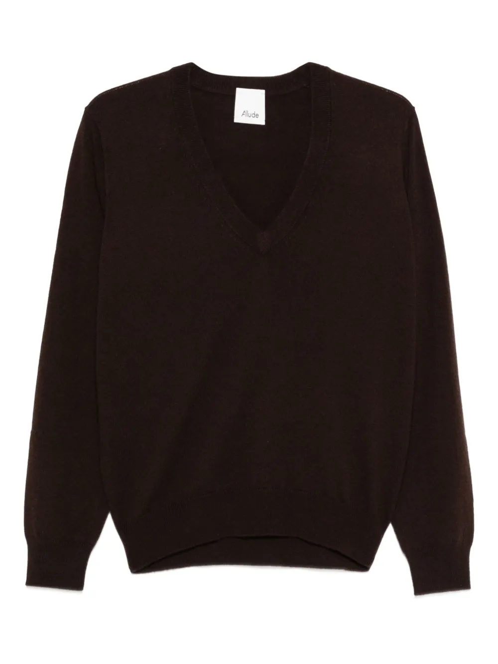 Allude V-neck long-sleeve sweater | Brown | Image 1