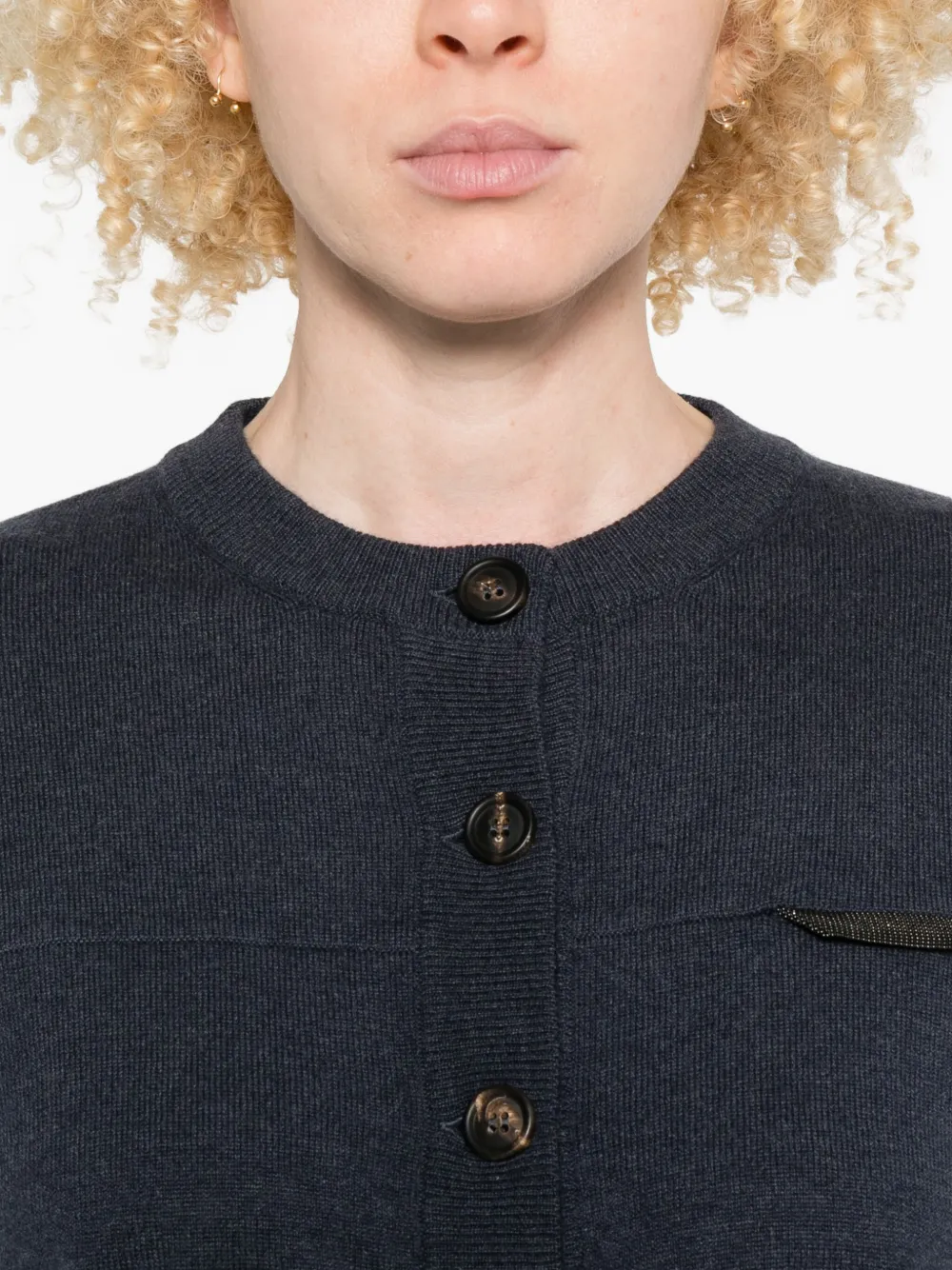Brunello Cucinelli Button-down Cashmere Cardigan In Blue