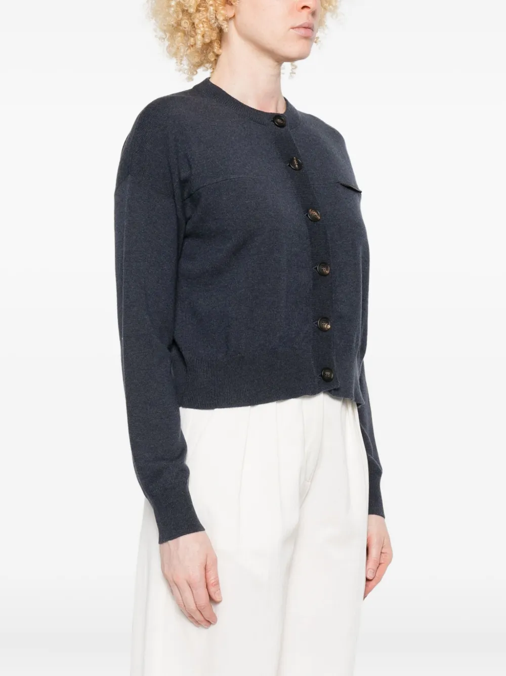 Brunello Cucinelli Button-down Cashmere Cardigan In Blue