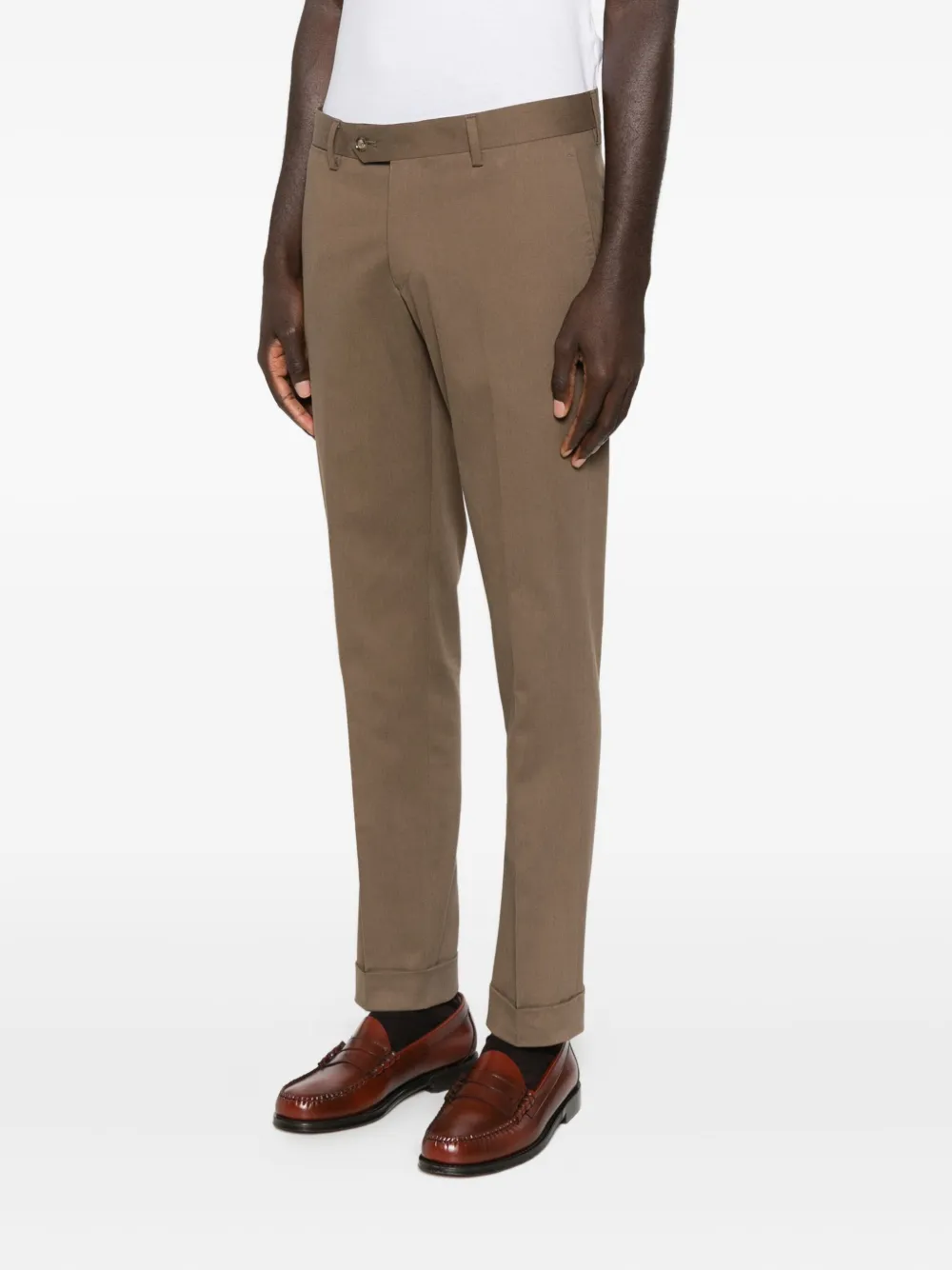 Barba Napoli Turn-up Trousers In Brown