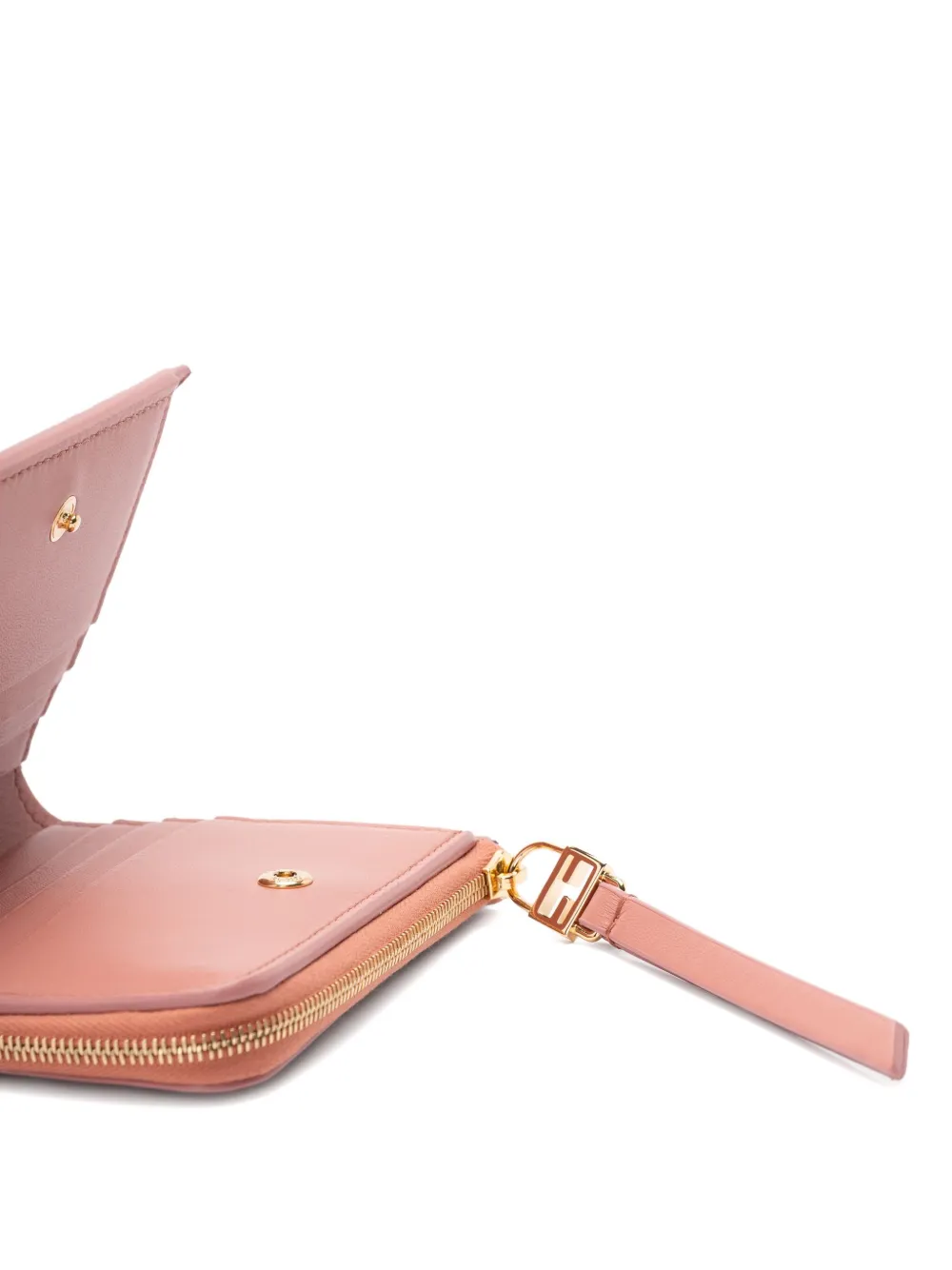 Fendi Slim Baguette Wallet In Pink Nappa With Ff Motif Women In Pink