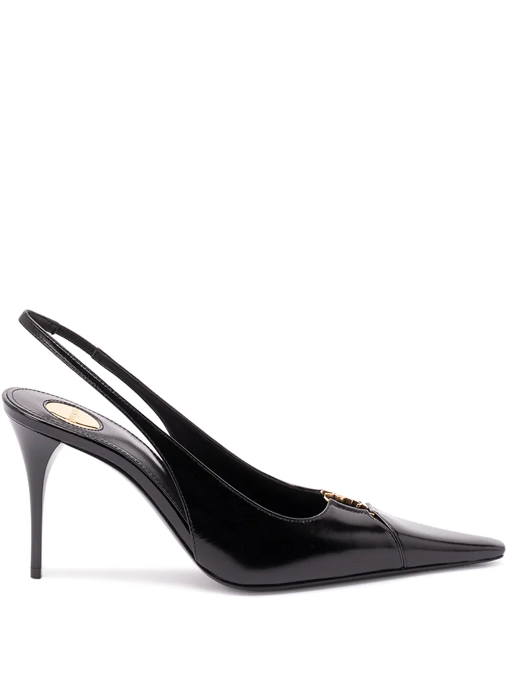 Saint Laurent 90mm Babylone Leather Slingback Pumps In Black