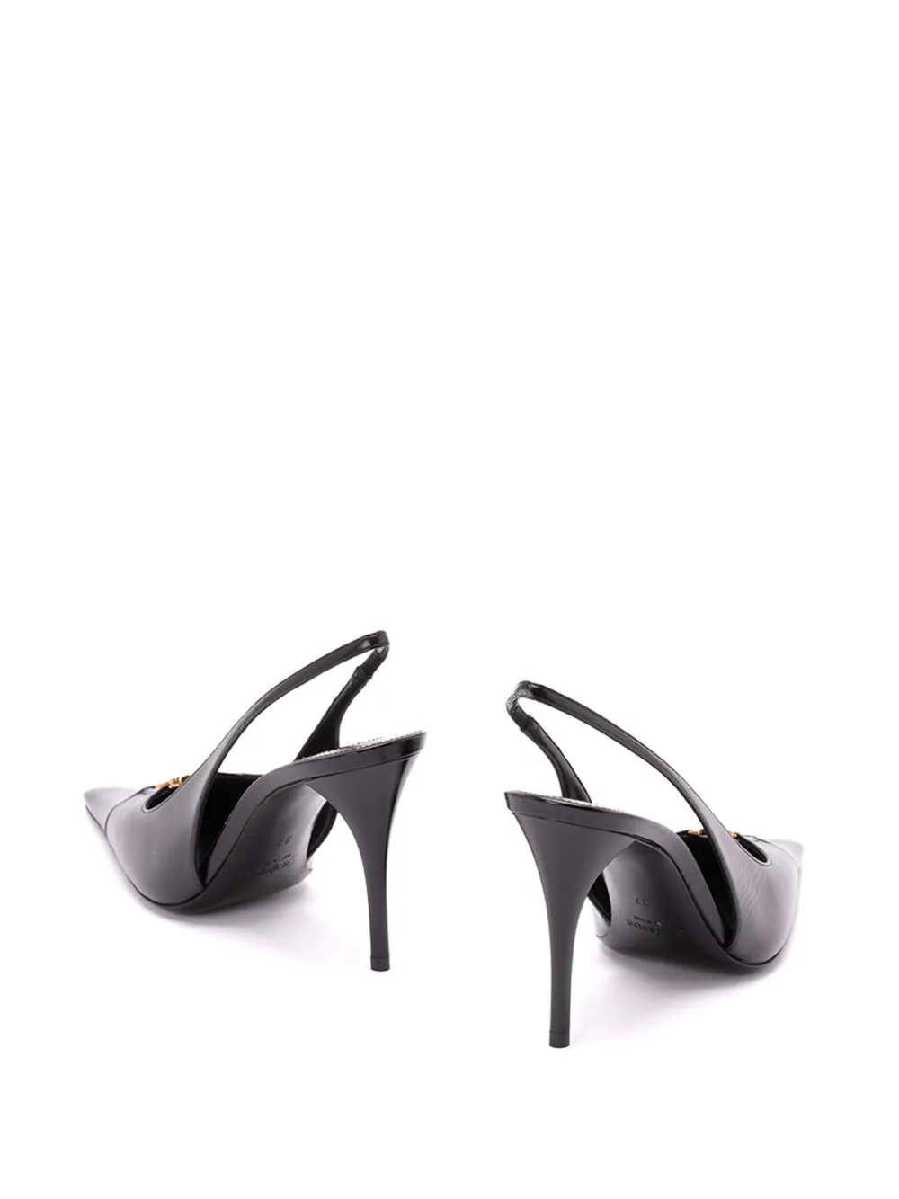 Saint Laurent 90mm Babylone Leather Slingback Pumps In Black
