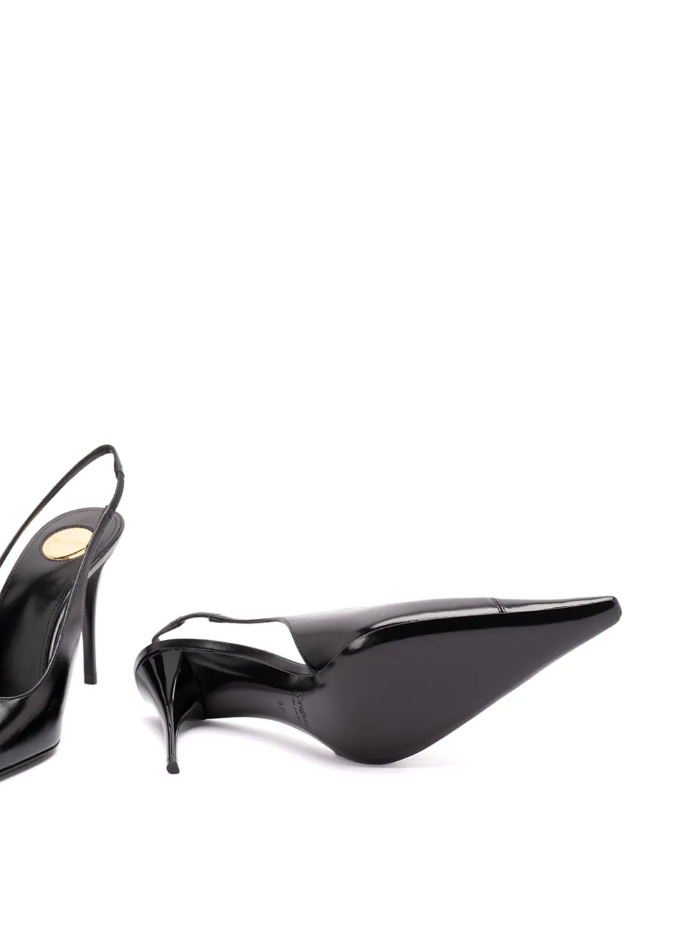 Saint Laurent 90mm Babylone Leather Slingback Pumps In Black