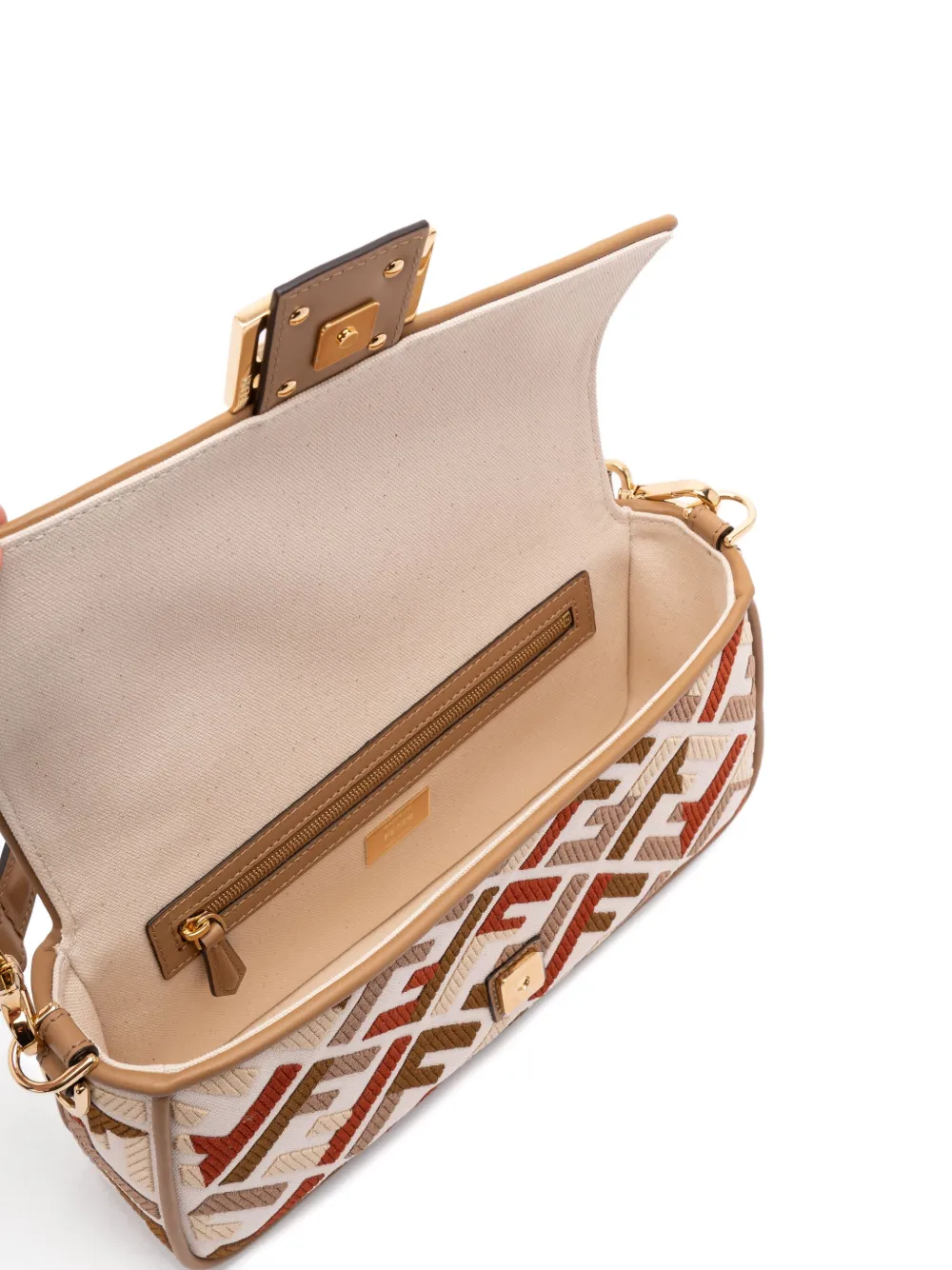 Fendi Medium Baguette Ff-motif Shoulder Bag In Neutral