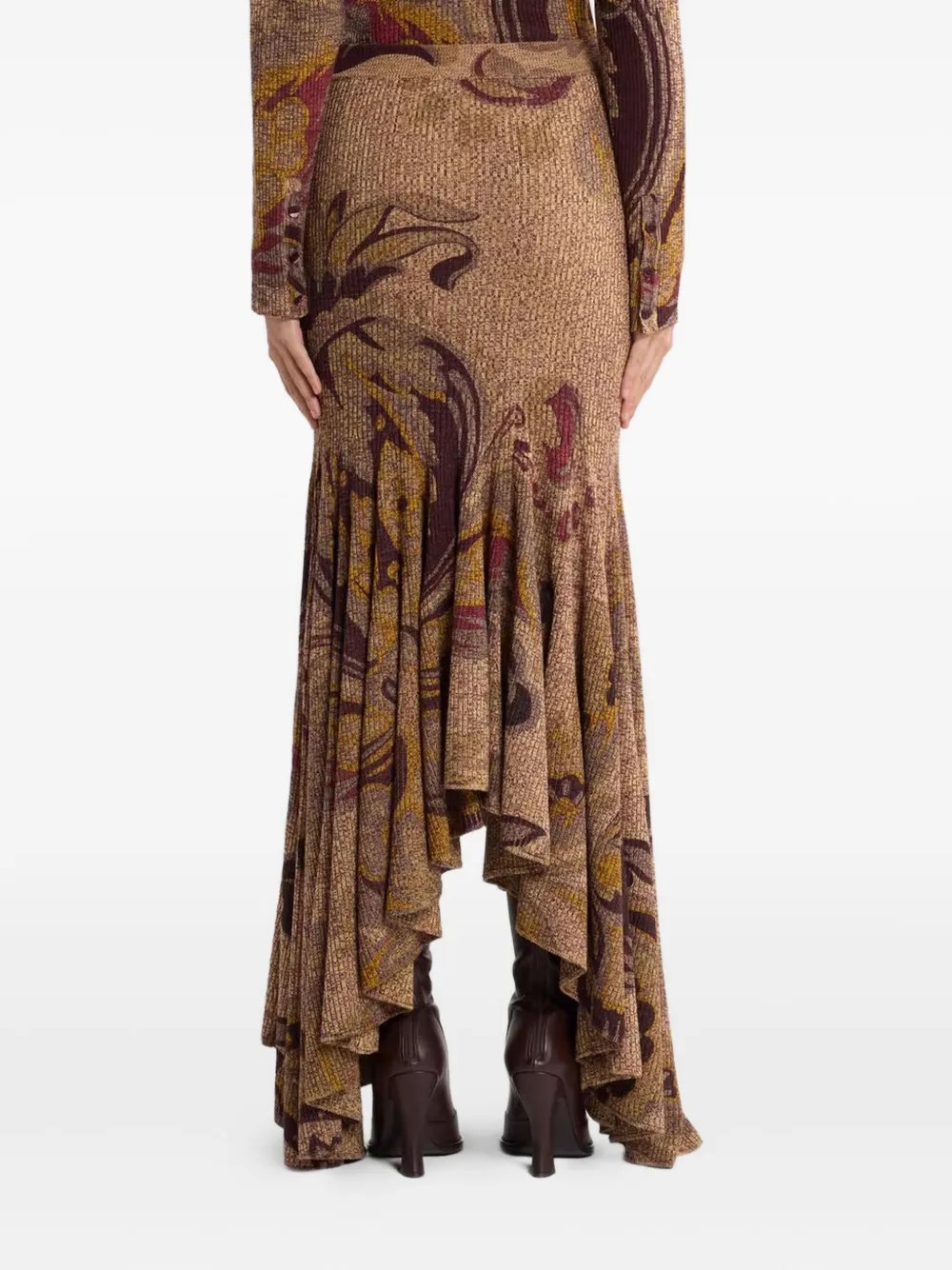 ETRO ribbe floral-print midi skirt - Beige