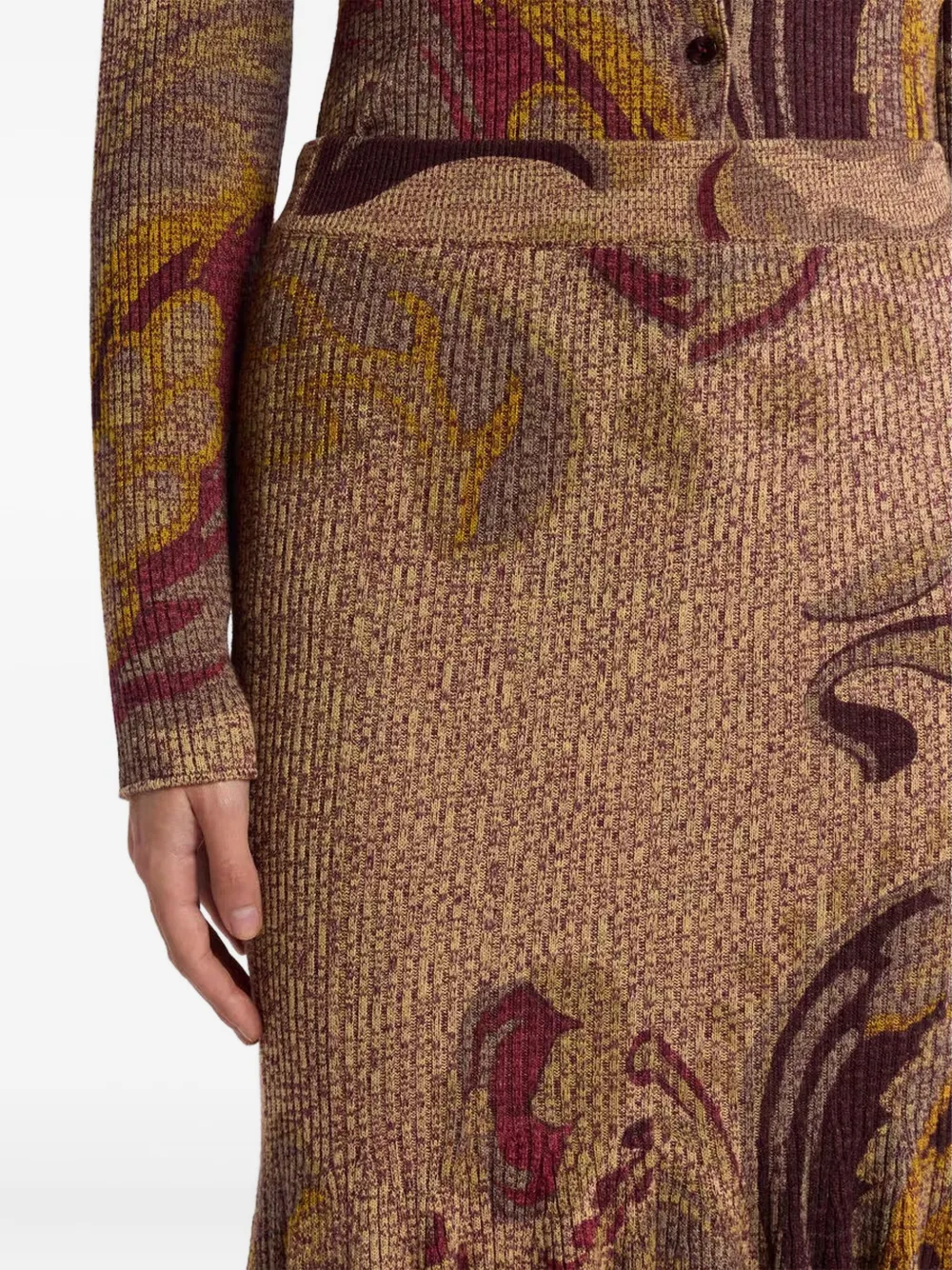 Etro Ribbe Floral-print Midi Skirt In Multi
