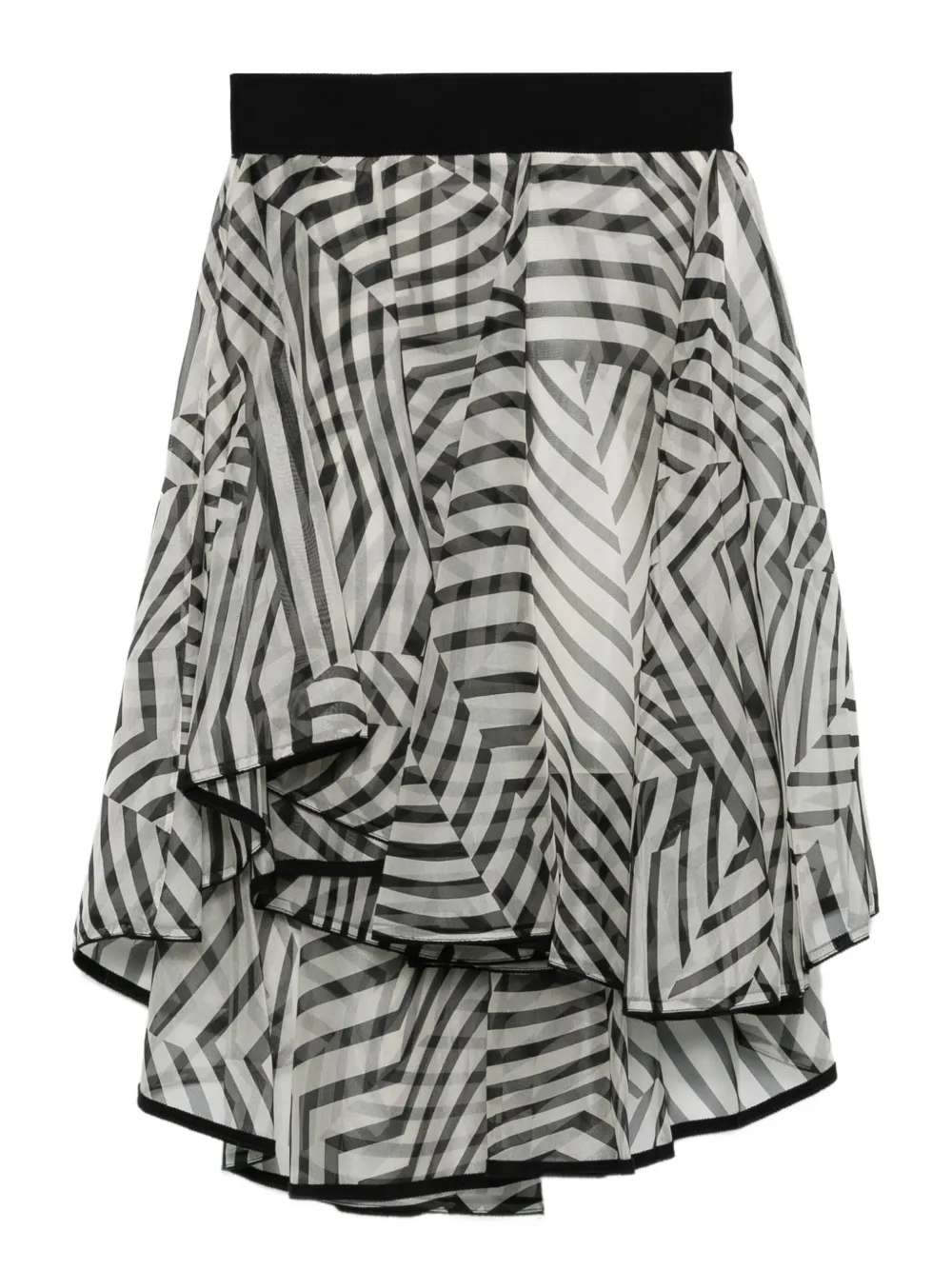 Gemy Maalouf Stripe-pattern Ruffle-details Midi Skirt In Black